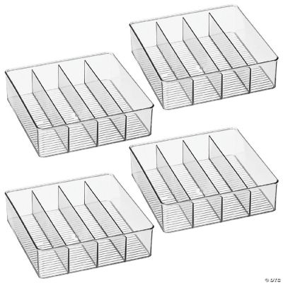 mDesign Plastic Bathroom Storage Organizer Bin 4 Sections 4 Pack