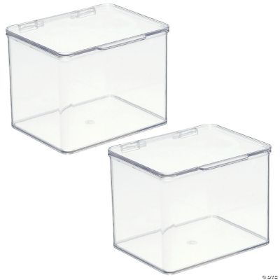 mDesign Plastic Playroom/Gaming Storage Organizer Box, Hinged Lid, 2