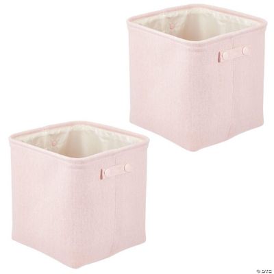 mDesign Fabric Bathroom Storage Bin, Coated Interior, 2 Pack Light Pink