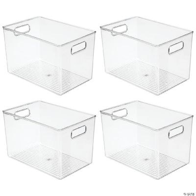 mDesign Large Plastic Kitchen Pantry Storage Organizer Bin with Handles, 4  Pack - Clear, 10 x 10 x 7.75