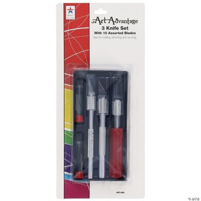 Art Advantage Tool 3 Knife Set With 10 Assorted Blades Carded   14284651