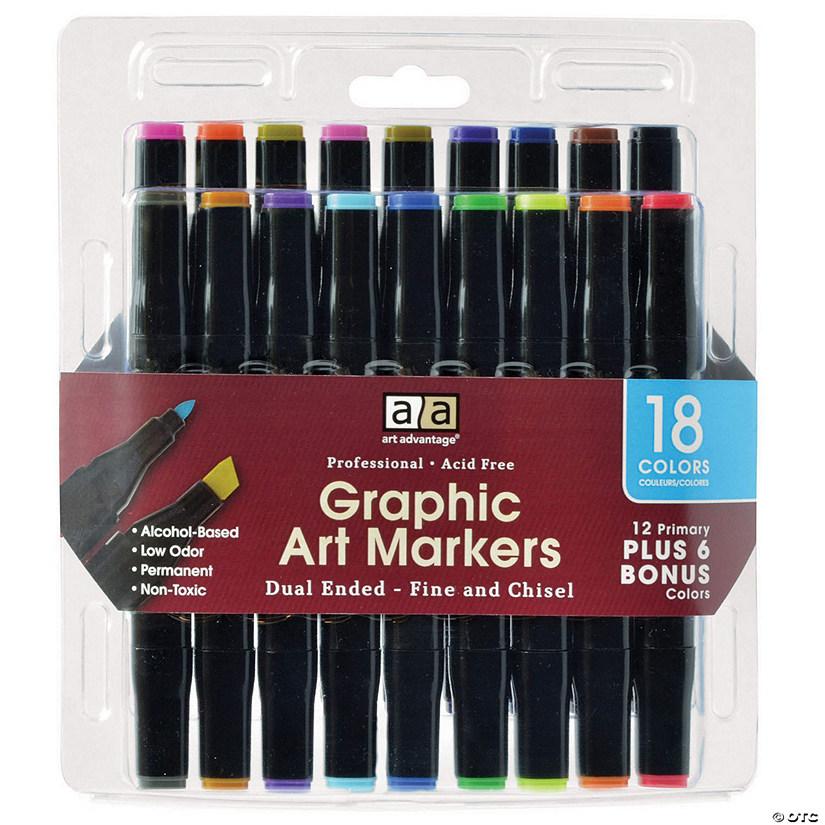 Marker Pens Set 18 Colors Dual Tip Brush Pens Art Permanent