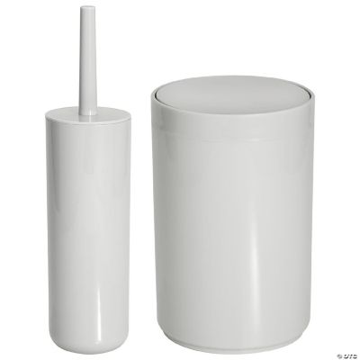 mDesign Toilet Bowl Brush and Wastebasket Combo Set of 2 Light Gray