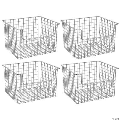 mDesign Metal Kitchen Food Storage Basket, Open Front 4 Pack Chrome