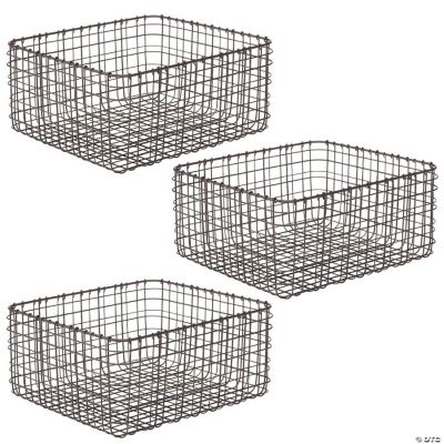 mDesign Metal Wire Food Organizer Storage Bins, 3 Pack Bronze