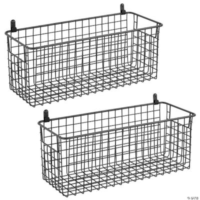 mDesign Portable Metal Wall Mount Hanging Storage Baskets, 2 Pack ...