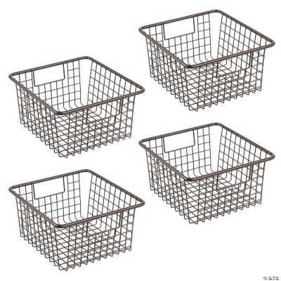mDesign Metal Wire Home Office Storage Organizer Basket, Medium, 4 Pack