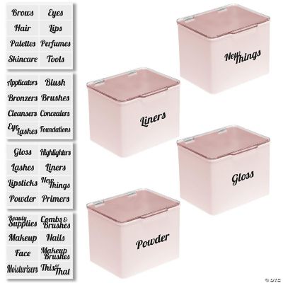 mDesign Stackable Plastic Bath Storage Organizer Box, 4 Pack + 32