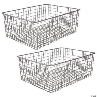 mDesign Metal Wire Food Organizer Basket, Built-In Handles, 2 Pack ...