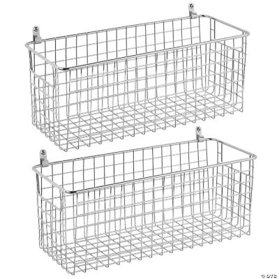 mDesign Portable Metal Wire Wall Mount Hanging Storage Baskets, 2 Pack