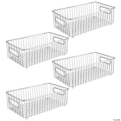 mDesign Metal Kitchen Pantry Food Storage Basket Bin, Large, 4 Pack