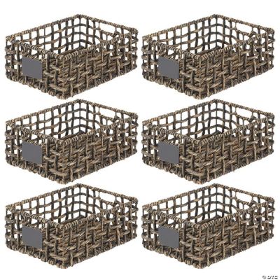 mDesign Water Hyacinth Open Weave Basket, Chalkboard Label, 6 Pack