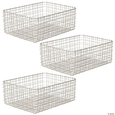 mDesign Metal Wire Food Organizer Storage Bins, 3 Pack Satin