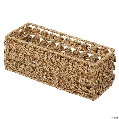 mDesign Woven Seagrass Bathroom Toilet Tank Storage Basket Natural
