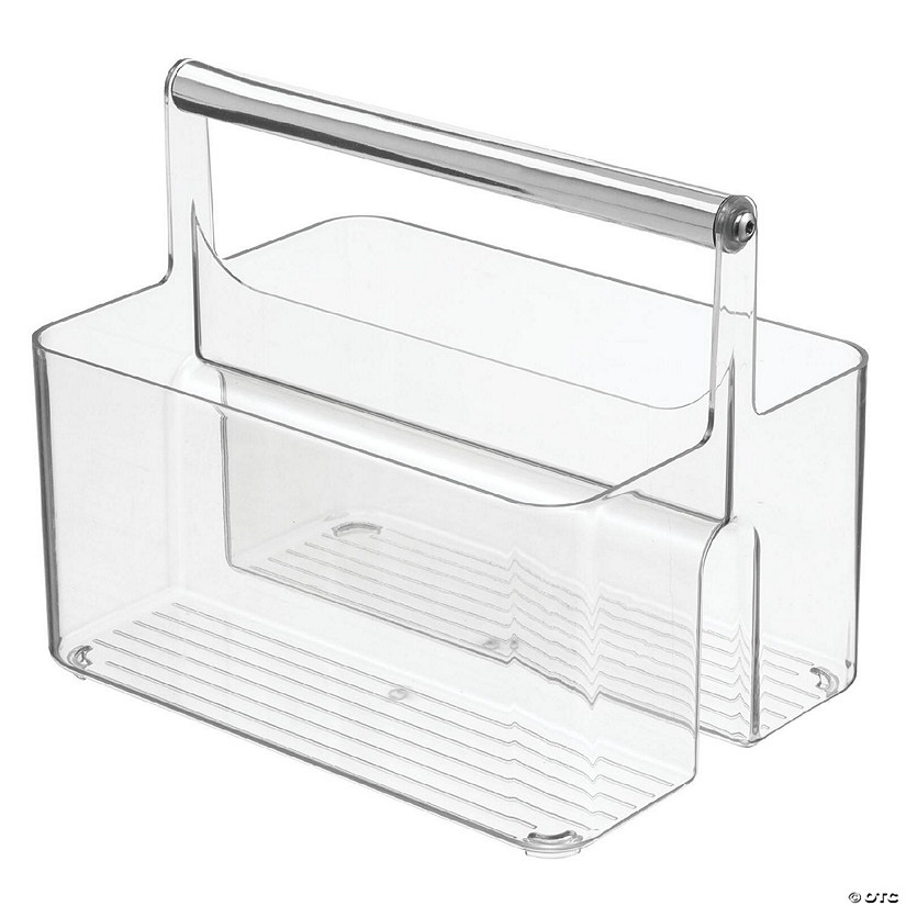 mDesign Plastic Shower Caddy Storage Organizer Utility Tote - Clear/Chrome