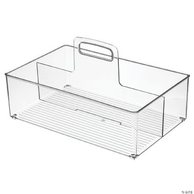 mDesign Large Plastic Divided Storage Organizer Caddy Tote with Handle