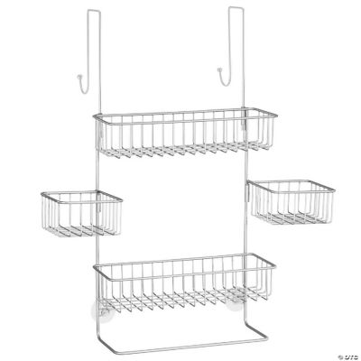 mDesign Extra Wide Metal Wire Over Door Bathroom Tub & Shower Caddy, Hanging  Storage Organizer Center with Built-In Towel