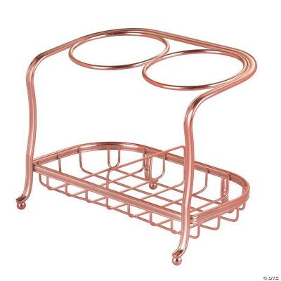 mDesign Steel Bathroom Countertop Hair Tool Organizer Holder Tray, Rose