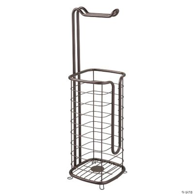 mDesign Steel Free Standing Toilet Paper Holder Stand and Dispenser