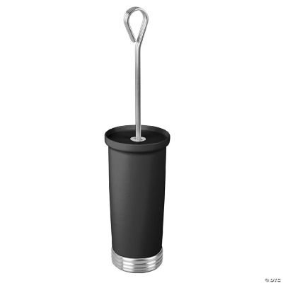 mDesign Plastic Toilet Bowl Brush & Holder, NonSkid Base Black/Chrome