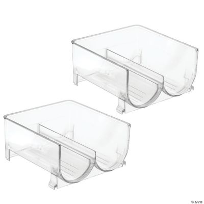 mDesign Stackable Plastic 2 Bottle Refrigerator Wine Rack Holder, 2
