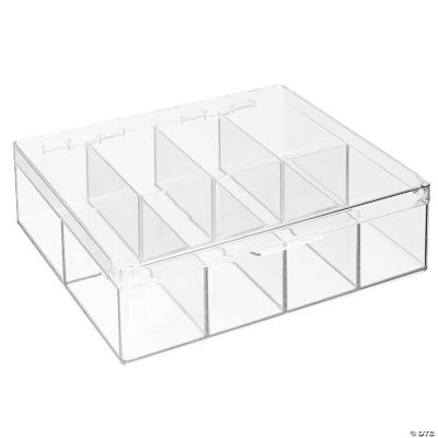 mDesign Plastic Tea Bag Divided Storage Organizer Box, Hinge Lid, Clear ...