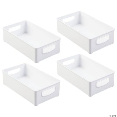 mDesign Small Plastic Kitchen Storage Container Bin with Handles, 4 Pack White