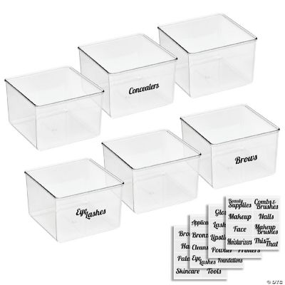 mDesign Stackable Plastic Bath Storage Organizer Box, 6 Pack + 32