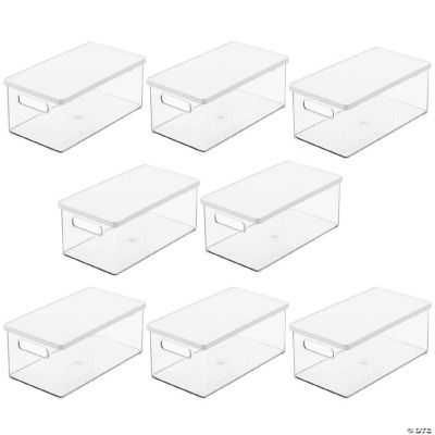 mDesign Plastic Storage Bin Box Container, Lid and Handles, 8 Pack