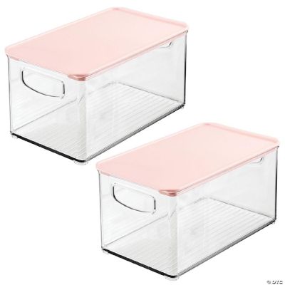 mDesign Deep Plastic Bathroom Storage Box with Lid/Handles, 2 Pack