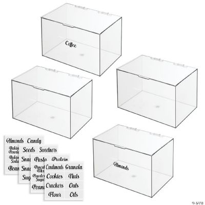 mDesign Stackable Kitchen Storage Box, 6.5" High 4 Pack + 32 Labels