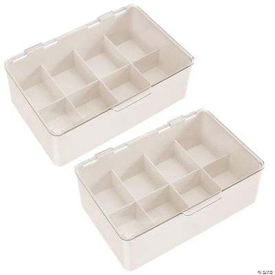 mDesign Plastic Tea Bag Divided Organizer Box, Hinge Lid, 2 Pack, Cream