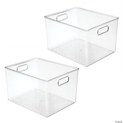 mDesign Large Plastic Bathroom Storage Organizer Bin with Handles, 2 Pack, Clear