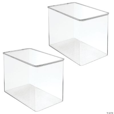 mDesign Tall Plastic Bathroom Storage Organizer Box, Hinged Lid, 2 Pack ...