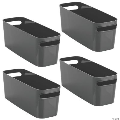 mDesign Large Plastic Bathroom Storage Bin, Handles, 16" Long, 4 Pack