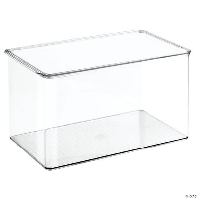 mDesign Stackable Plastic Bathroom Storage Container Box with Hinge Lid