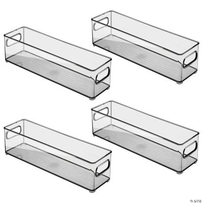 mDesign Plastic Bathroom Storage Bin with Handles, 4" Wide, 4 Pack