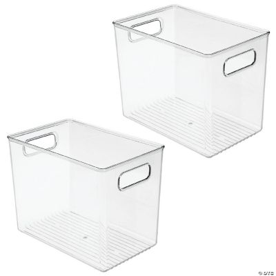 mDesign Plastic Deep Bathroom Storage Organizer Bin with Handles, 2