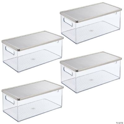 mDesign Plastic Kitchen Food Storage Bin with Handles, Lid 4 Pack