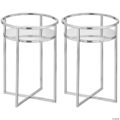 mDesign Metal Mid Century Modern Indoor/Outdoor Plant Stands 2 Pack Chrome