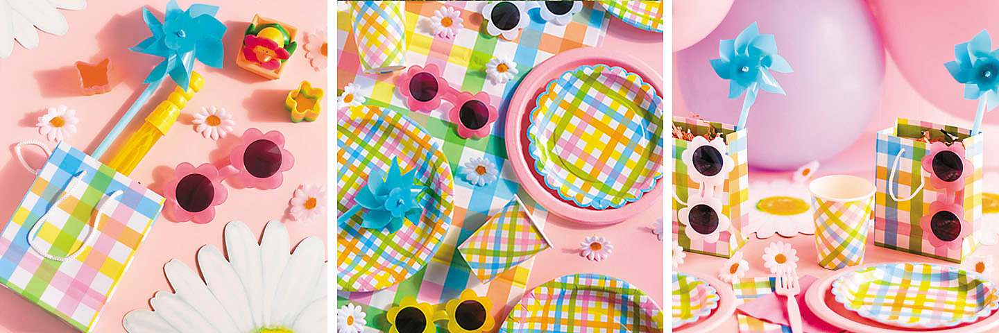 Pastel Gingham Party Supplies