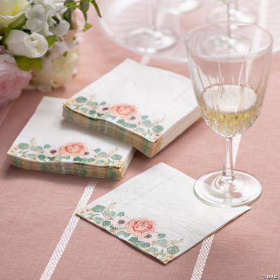 Bulk 48 Pc. Blush Floral Beverage Napkins Oriental Trading