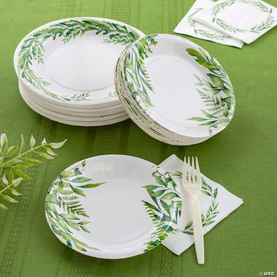Bulk 96 Pc. Spring Greenery Dessert Plates
