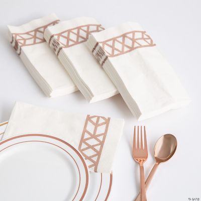 Bulk 200 Pc. Premium White Paper Napkin with Rose Gold Design