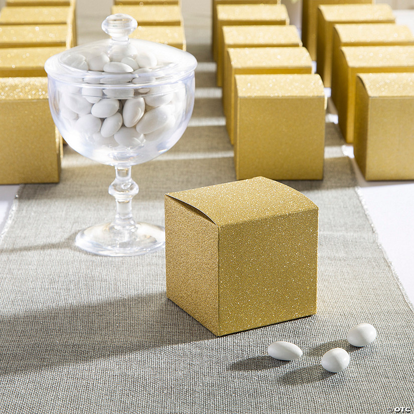 Bulk 48 Pc. Mini Gold Glitter Favor Boxes