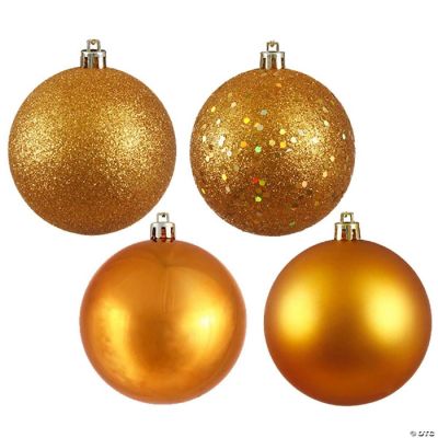 6 in. Antique Gold Ball Christmas Ornament with Drilled 4 per Bag