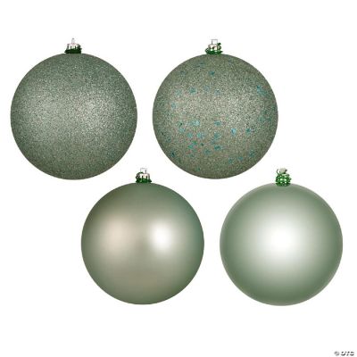10 in. Gray Mint 4 Finish Ball Ornament Asst - Bag of 4 | Oriental Trading