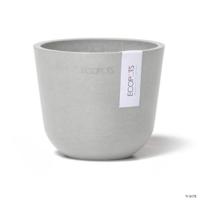 Ecopot Oslo Indoor - Outdoor, Oriental Trading Pot, 4.5 Grey, Flower White | Inches Mini Planter