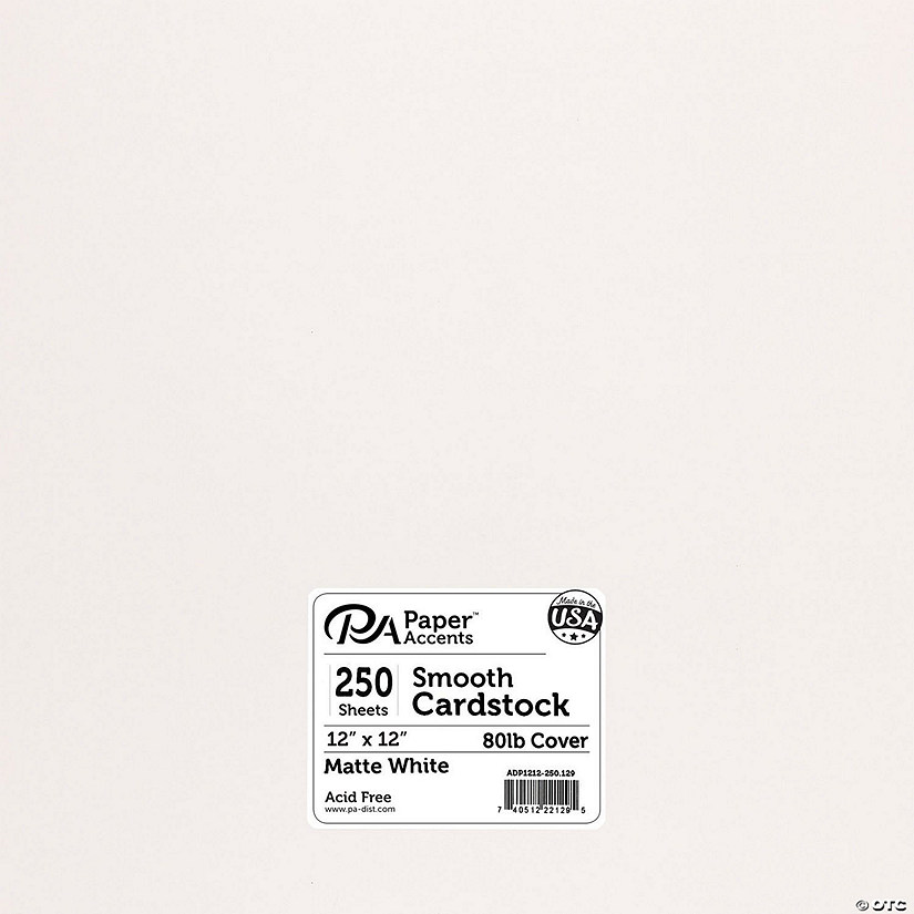 Paper Accents Cardstock 12x12 Smooth 80lb Matte White 250pc