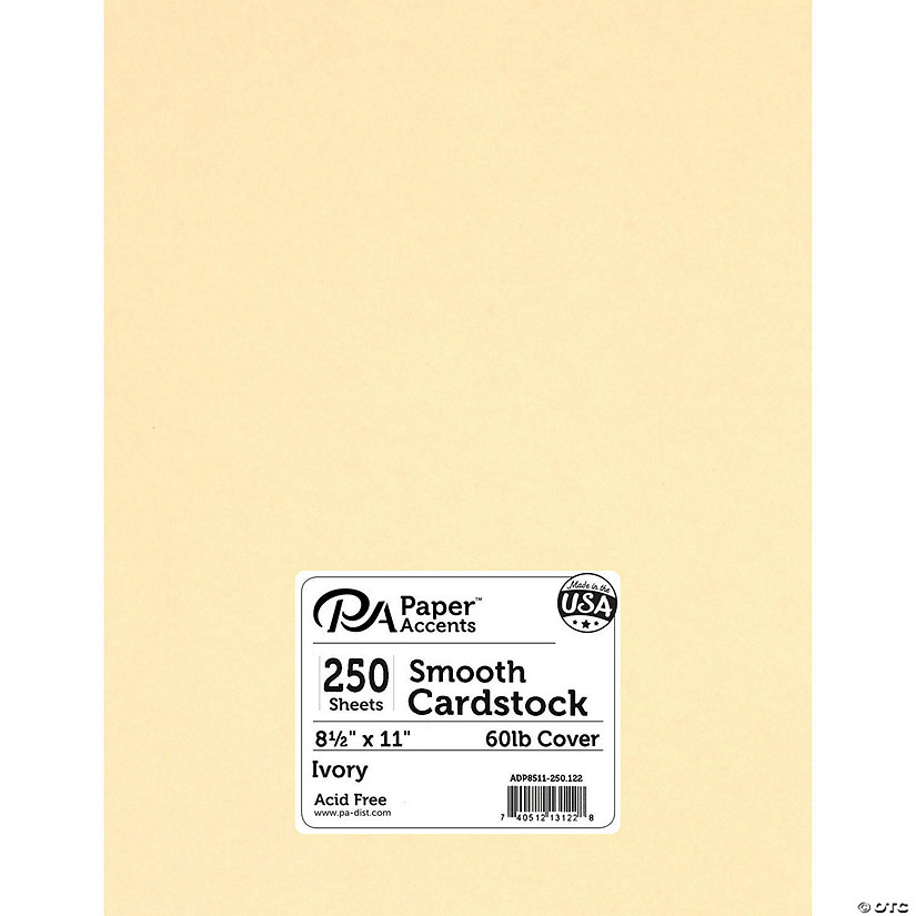 Paper Accents Cardstock 8.5x 11 Smooth 60lb Ivory 250pc